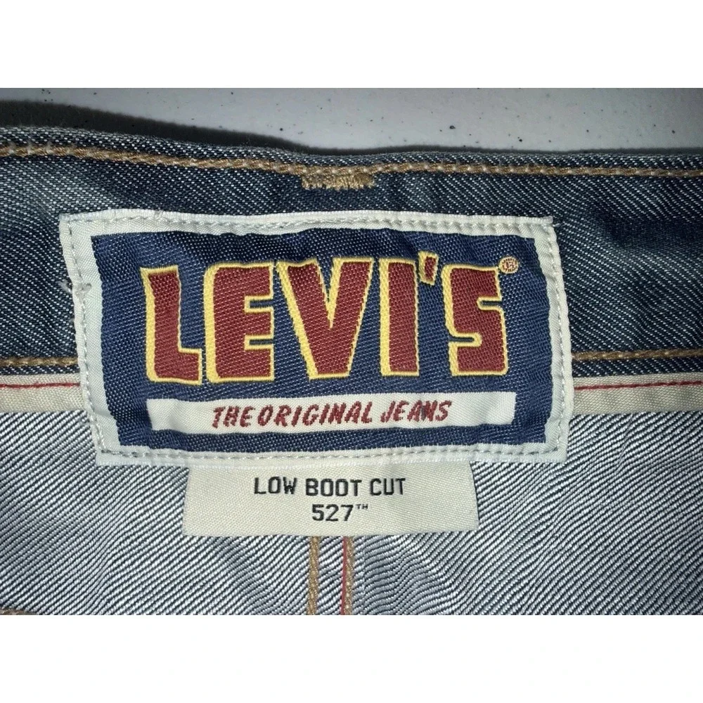 VTG Levis Jeans Mens 38x32 Blue Denim 527 Low Boot Cut Light blue Wash